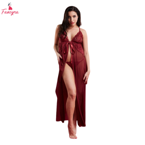Fancyra Women High Split Maxi Long Gown Nightwear Baby Doll Lingerie