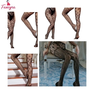Fancyra Women High Waist Fishnet Textured Stockings For Women