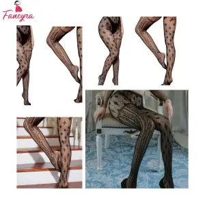 Fancyra Women High Waist Fishnet Textured Stockings For Women