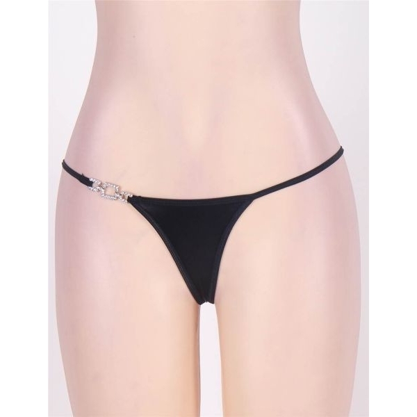 Fancyra Women High Wasted Black Jeweled Side Thong Panty - Image 5