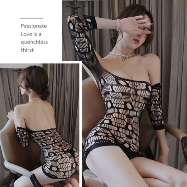 Fancyra Women Hollow Out Lingerie Fishnet Bodystocking Tights Bodysuit - Image 2