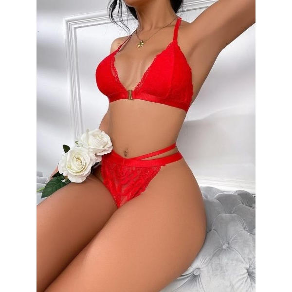 Fancyra Women Hot Floral Lace Lingerie Bra and Panty Set - Image 2