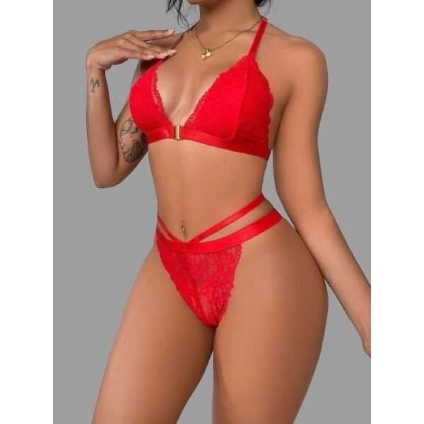 Fancyra Women Hot Floral Lace Lingerie Bra and Panty Set - Image 4