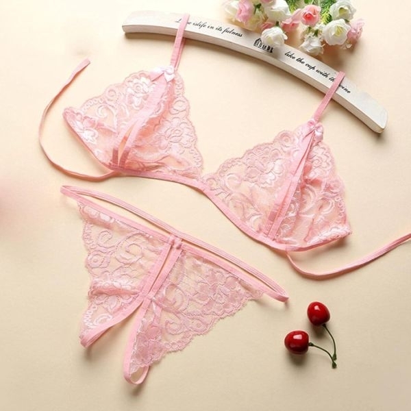 Fancyra Women Hot Floral See Through Open Crotch Lingerie Set - Image 2