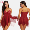 Fancyra Women Hot Lace Net Babydoll Lingerie Nighty with G String Panty
