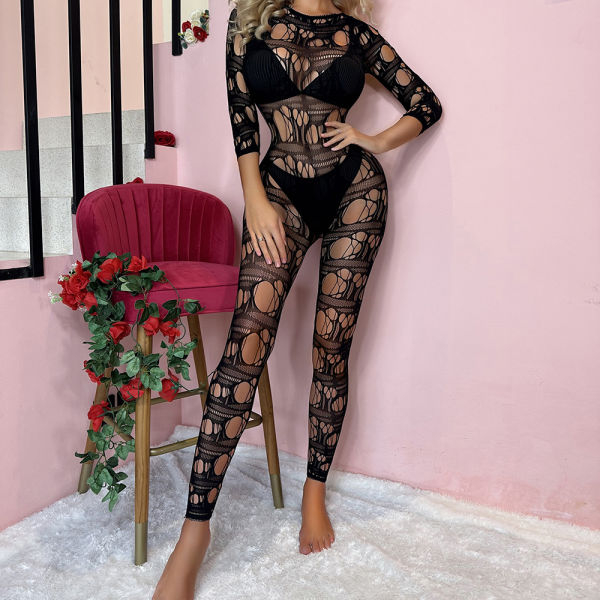 Fancyra Women Hot Seductive Fishnet Full Suit Stocking Mesh Hollow Transparent Lingerie - Image 4