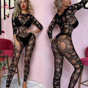Fancyra Women Hot Seductive Fishnet Full Suit Stocking Mesh Hollow Transparent Lingerie