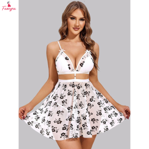 Fancyra Women Hot See Through Floral Printed Babydoll Lingerie Nighty