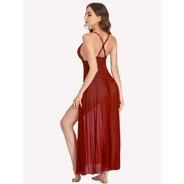 Fancyra Women Hot V Neck Long Babydoll Lingerie Nighty - Image 3