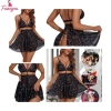 Fancyra Women Lace Babydoll V Neck Teddy Open Back Lingerie Mesh Nightdress