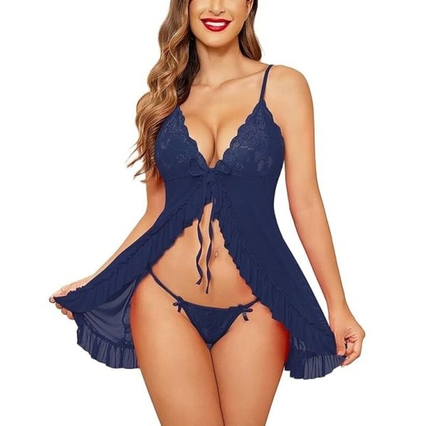 Fancyra Women Lace Chemise Babydoll Lingerie with G-String Thong - Image 2