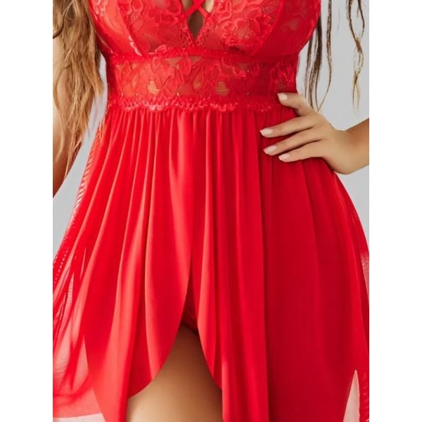 Fancyra Women Lace Chemise Teddy Bodysuit Lingerie Nighty - Image 3