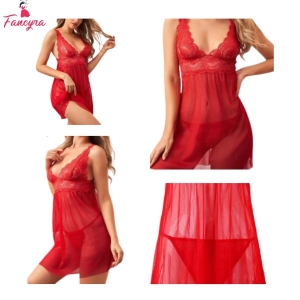 Fancyra Women Lace Floral Above Knee Babydoll Lingerie NIghtwear