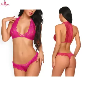 Fancyra Women Lace Floral Bra Panty Lingerie Set