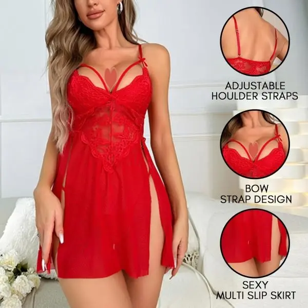 Fancyra Women Lace Floral Chemise See Through Babydoll Lingerie - Image 4