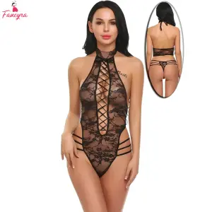 Fancyra Women Lace Floral Hot Transparent Bodysuit Lingerie