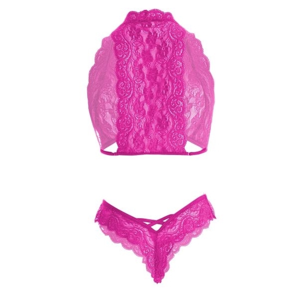Fancyra Women Lace Floral Racer Back Lingerie Bra and Panty Set - Image 4