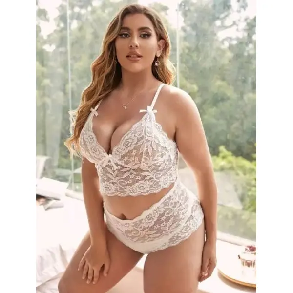 Fancyra Women Lace Floral See Through Non Padded Bra Panty Lingerie Set - Image 4