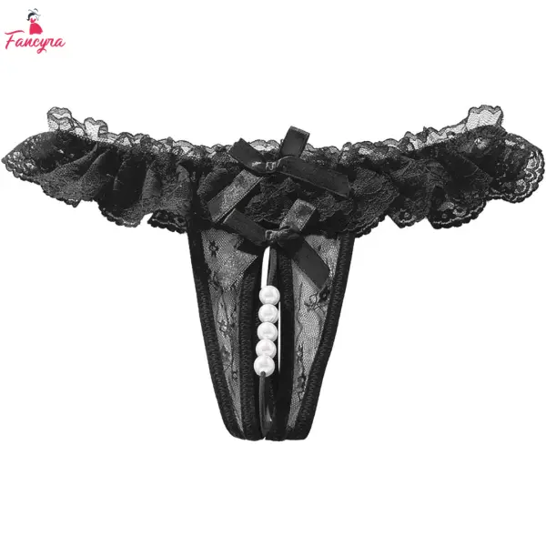 Fancyra Women Lace Floral Thong Panty with Pearl