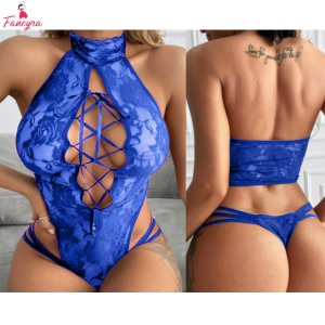 Fancyra Women Lace Floral Transparent One Piece Bodysuit Lingerie