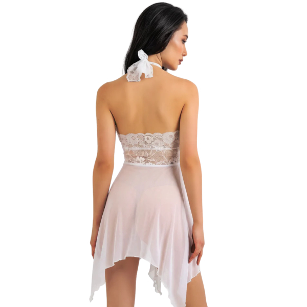 Fancyra Women Lace Halter Neck Floral See Through Babydoll Lingerie Nighty - Image 4