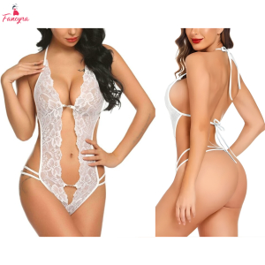 Fancyra Women Lace Hollow Lingerie Costumes Teddy Baby Doll Dress