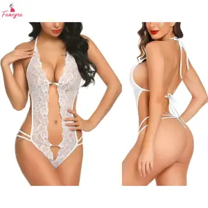 Fancyra Women Lace Hollow Lingerie Costumes Teddy Baby Doll Dress