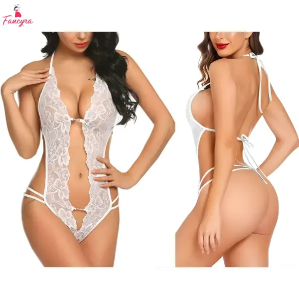 Fancyra Women Lace Hollow Lingerie Costumes Teddy Baby Doll Dress