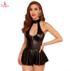 Fancyra Women Lace Lingerie Black Babydoll Round Neck Nightwear