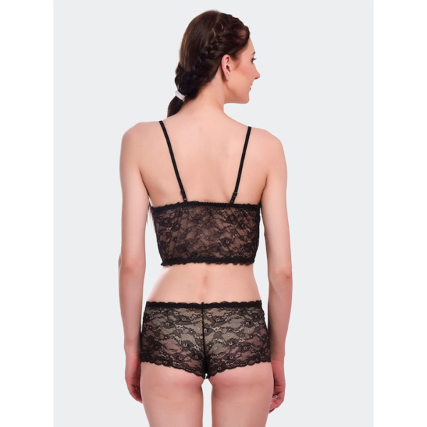 Fancyra Women Lace Lingerie Bra Panty Set Free Size Black Color - Image 4