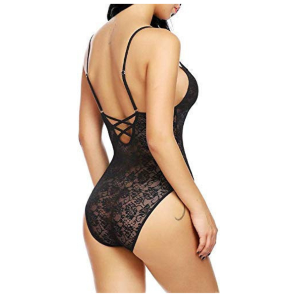 Fancyra Women Lace Lingerie Set Sheer Babydoll Night Suit Free Size Black Color - Image 2