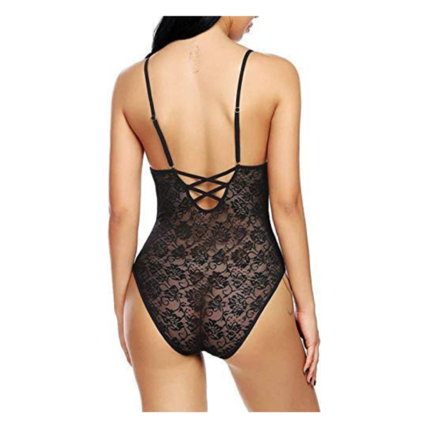 Fancyra Women Lace Lingerie Set Sheer Babydoll Night Suit Free Size Black Color - Image 3