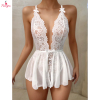 Fancyra Women Lace Mesh Plunging Teddy Floral Babydoll Bodysuit Lingerie