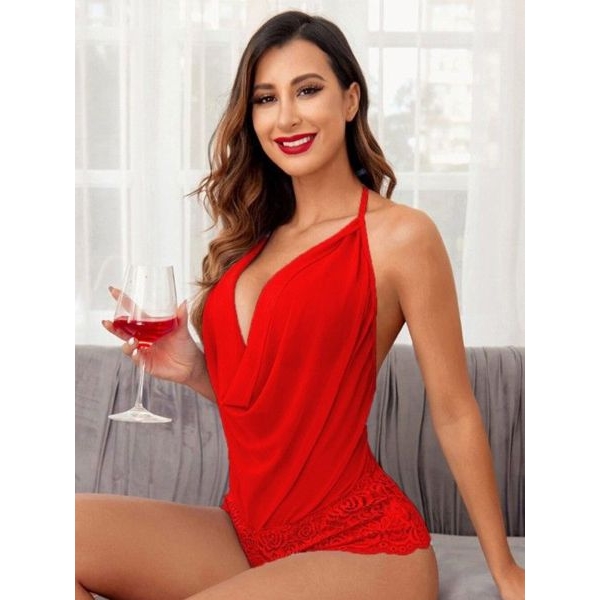 Fancyra Women Lace Net Halter Neck Hot Babydoll Lingerie - Image 4