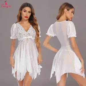 Fancyra Women Lace Sheer Transparent Babydoll Lingerie