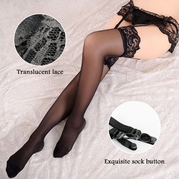 Fancyra Women Lace Suspender Garter Belt Stockings Cute Mini Lace Skirt Lingerie Set - Image 4
