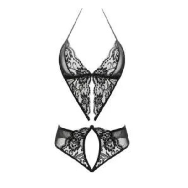 Fancyra Women Lace Teddy See Through Deep V Neck Mini Bodysuit - Image 3