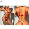 Fancyra Women Lace-Up Strappy Lingerie Set with Choker & Thigh Straps