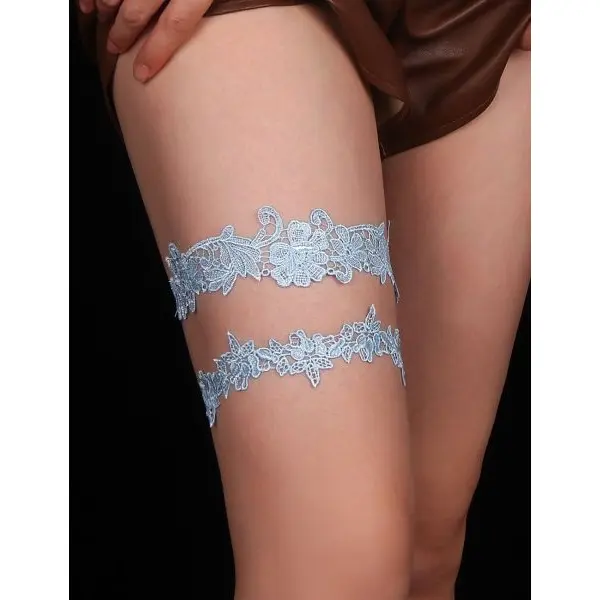 Fancyra Women Light Blue Lace Thigh Garter - Image 3