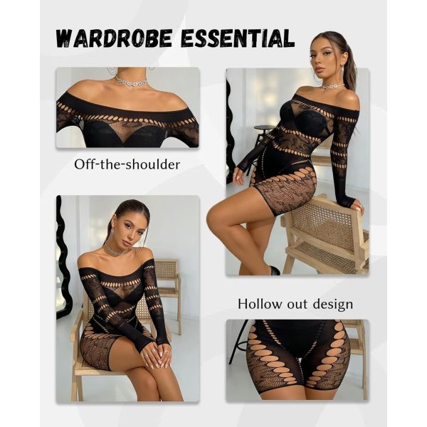 Fancyra Women Lingerie Bodysuit Bodycon Style Fishnet Bodystocking Lingerie - Image 3