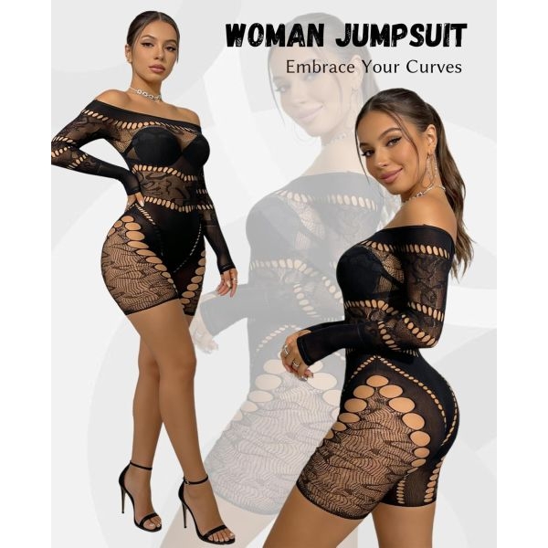Fancyra Women Lingerie Bodysuit Bodycon Style Fishnet Bodystocking Lingerie - Image 4