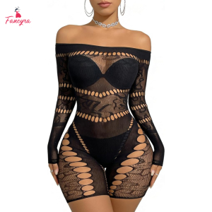 Fancyra Women Lingerie Bodysuit Bodycon Style Fishnet Bodystocking Lingerie