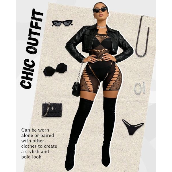 Fancyra Women Lingerie Bodysuit Bodycon Style Fishnet Bodystocking Lingerie - Image 5
