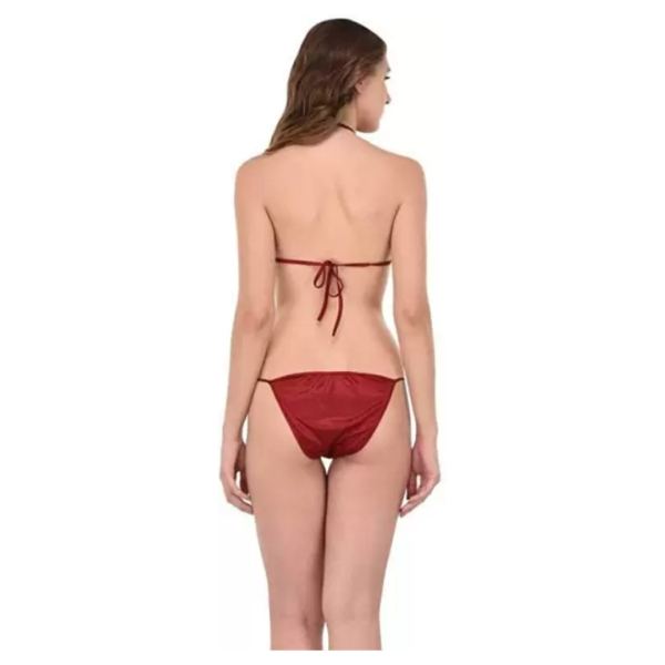 Fancyra Women Lingerie Bra Panty Bikini Set With Thread Free Size Maroon Color - Image 2