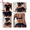 Fancyra Women Lingerie Hollow Out Bra Thong Set With Garter Belts and Removable Choker