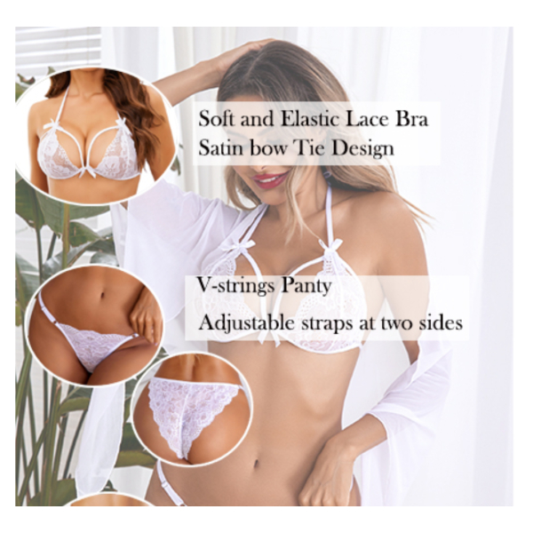 Fancyra Women Lingerie Lace Babydoll Bra and Panty Bikini Set - Image 5