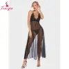 Fancyra Women Lingerie Lace Babydoll High Split Maxi Long Gown Nightdress