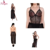 Fancyra Women Lingerie Lace Babydoll High Split Maxi Long Gown V Neck Mesh Sleepwear Babydoll