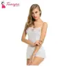 Fancyra Women Lingerie Net Solid Above Knee Baby Doll With G String Panty White Color Free Size