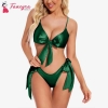 Fancyra Women Lingerie Satin Bow Tie Bra Panty Bikini Swimwear Set